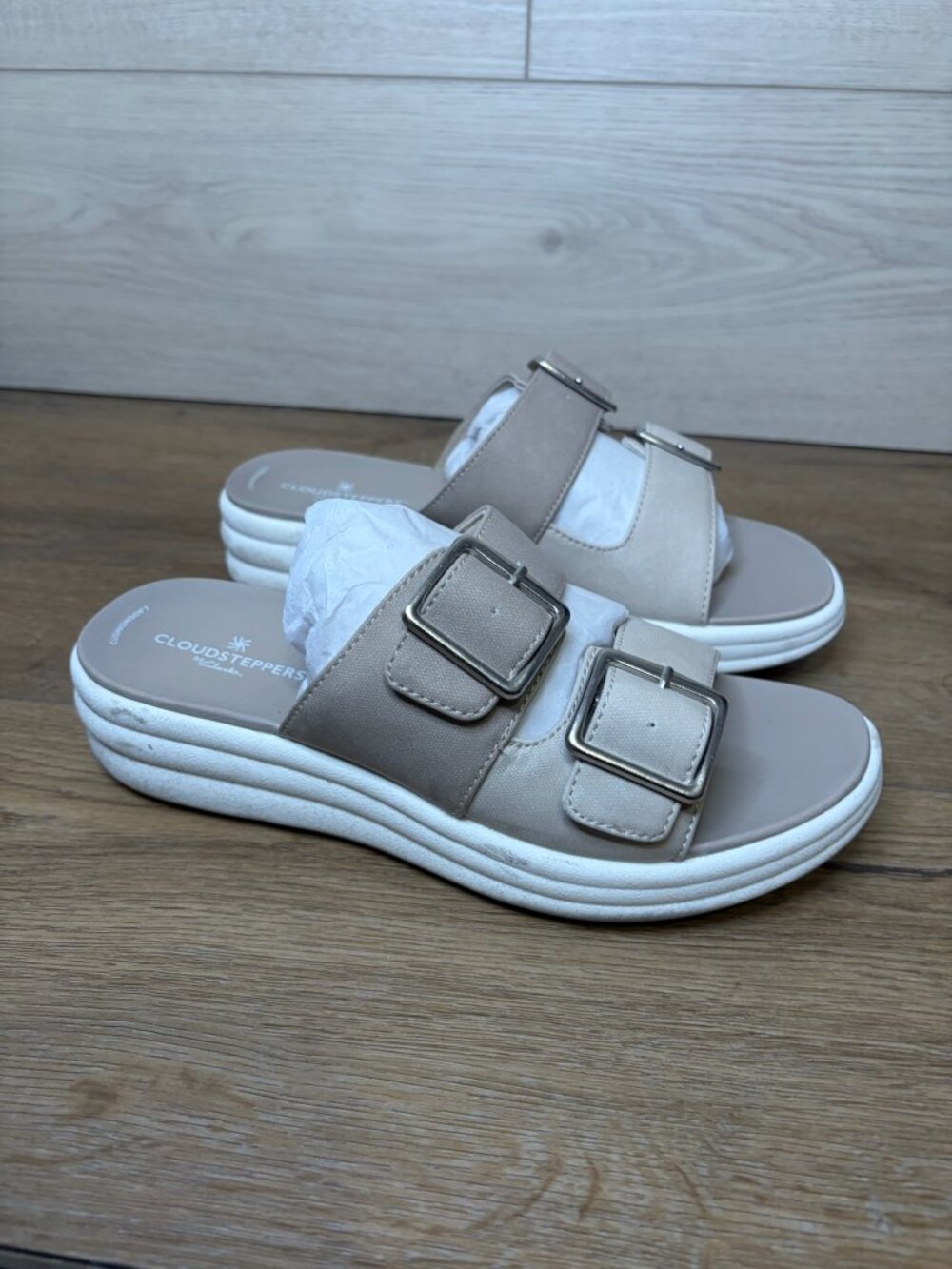 Clarks Cloudsteppers Drift Buckle Navy Combo Sandals 7.5M